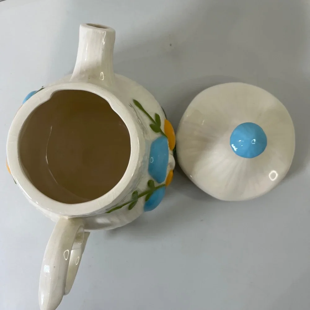 Vintage Arnels‎ Mushroom Teapot Ceramic Retro Hand Painted Cottagecore 1970s